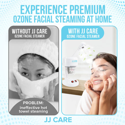 JJ CARE Ozone Facial Steamer Tabletop - Facial Steamer with Rotating Spray Head at 360 Degrees and Auto Shut Off Feature - Portable Facial Steamer for Facial Deep Cleaning & Vaporizer